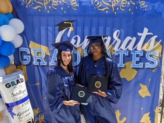 Skyler Curcio (left) and Quinn Hayes graduated from HCC’s Advanced Manufacturing program, thanks in part to funding from Bank of America this past year.